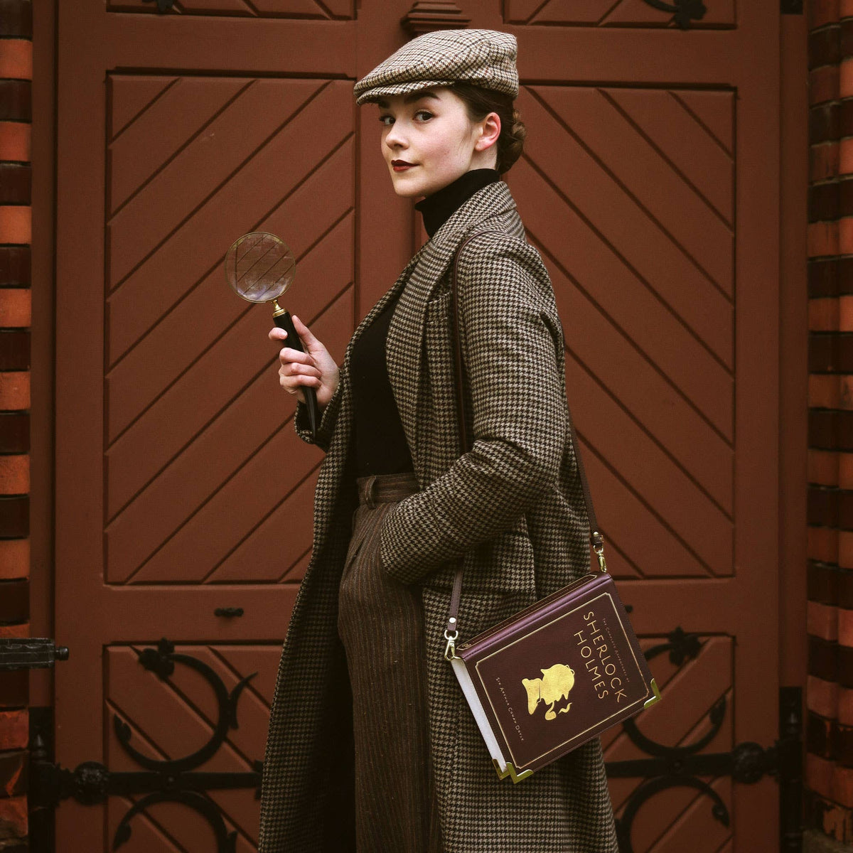 Sherlock Holmes Silhouette Book Crossbody Vegan Handbag