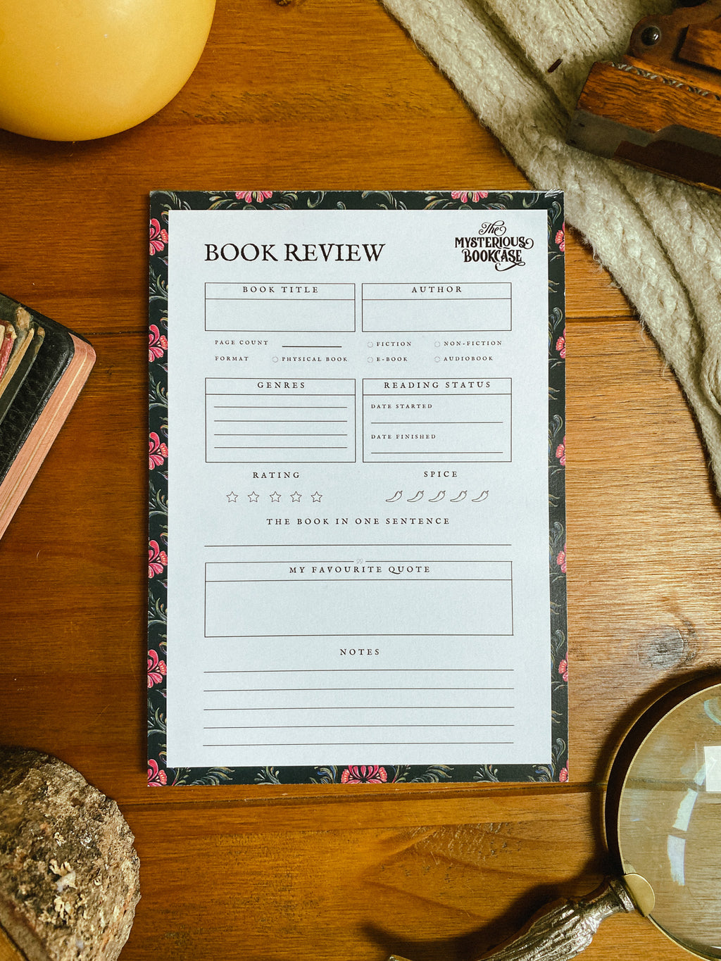 Book Review Notepad – The Mysterious Bookcase