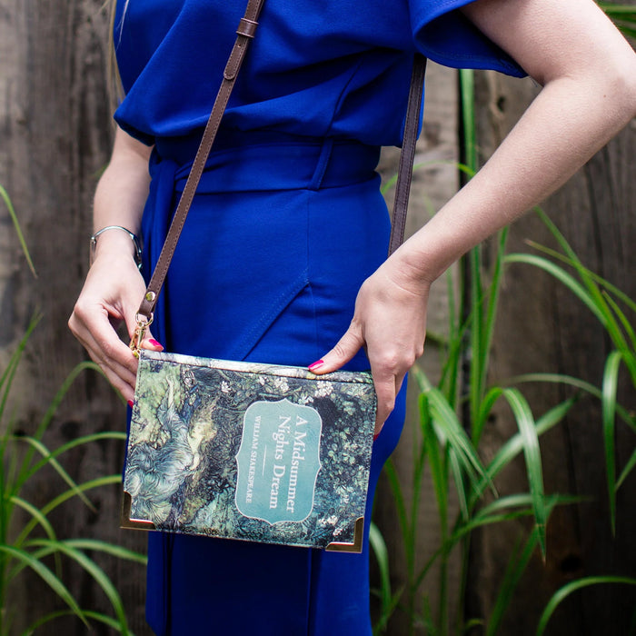 A Midsummer Nights Dream Green Book Crossbody Clutch Handbag